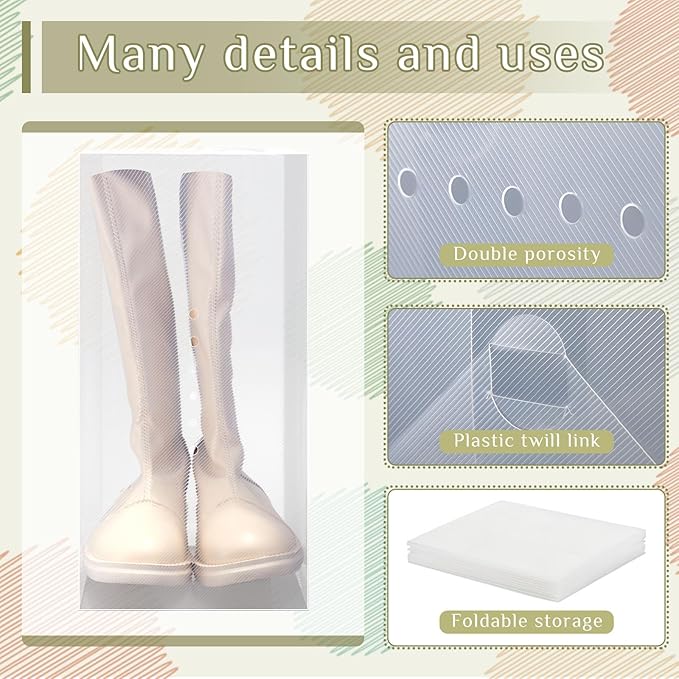 Sintuff 20 Pcs Clear Shoe Boxes Plastic Stackable Clear Shoe Storage Boxes for Women Men Ankle Boots High Heels Rooms Closet(13.8 x 9.8 x 7.1 Inches)