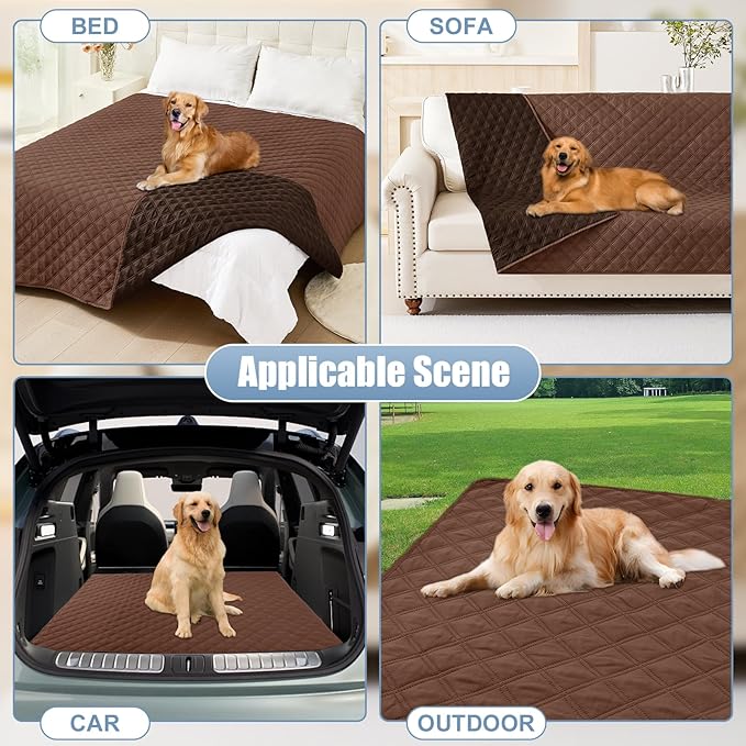 Smiry Waterproof Dog Bed Cover Pet Blanket, Soft Washable Dog Blanket for Furniture Bed Couch Sofa Reversible, Checkered (30"x70", Brown/Chocolate)
