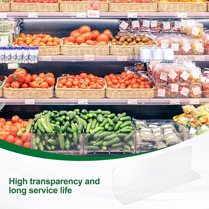 uxcell 4pcs Clear Shelf Dividers, 8"x2.4" Plastic L-Shaped Shelf Separator, Transparent Organizer Divider for Supermarket Store Commodity Classification
