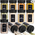 12 pcs Glass Spice Jars With Labels,6oz Glass seasoning Containers with Silicone Lids,Small Spice Storage Bottles for Kitchen Organizer,Seasoning Jars for Spice Rack,Cabinet,or Drawer