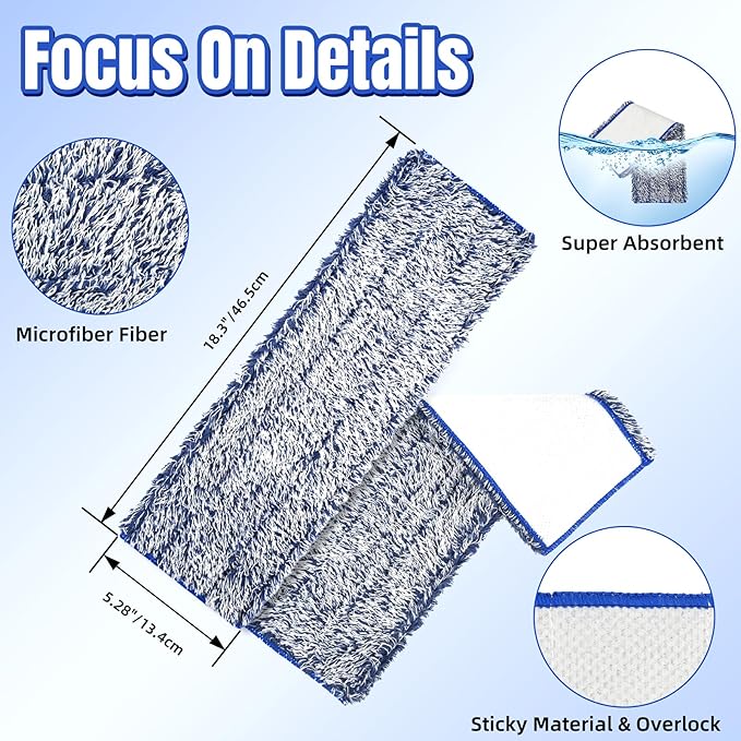 3 Pack Microfiber Dusting Pad for Bona Family of Mops, Washable & Reusable Pads for Bona Hardwood Floor Cleaner Mop, Mop Pads Refill for Hard Surface Floors