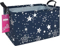 Rectangular Storage Basket Fabric Organizer Bin for Toys,Books,Clothes,Gifts,Pets-Perfect for Home,Office,Nursery,Dorm,Shelf(Rec-Blue star )