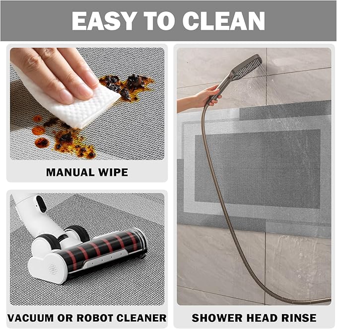 YDKGL Non Slip Bath Mat, Rubber Backing Ultra Thin Bathroom Rugs Fit Under Door Quick Dry Super Absorbent Washable Bath Rug Shower Mat for Bathroom Floor Bathtub Shower Sink, Easy Care Gray 20"x 32"