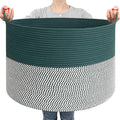 Goodpick Large Storage Basket 22" x 14", Woven Baby Storage for Blanket Living Room, Laundry Organizer for Clothes, Toys, Christmas Basket for Gifts, Green