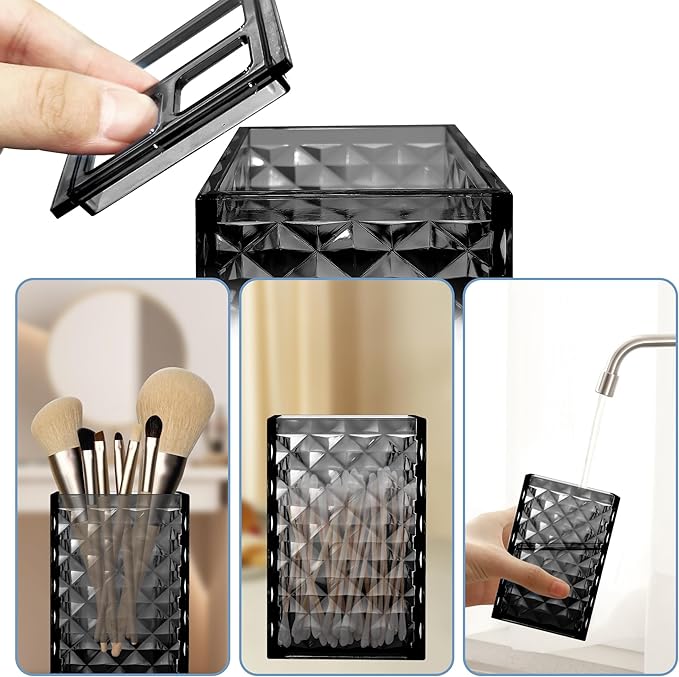 2PCS Black Bathroom Accessories. Contain Soap Dispenser and Toothbrush Holder Set. Boho Bathroom Set for Blue Bathroom Décor
