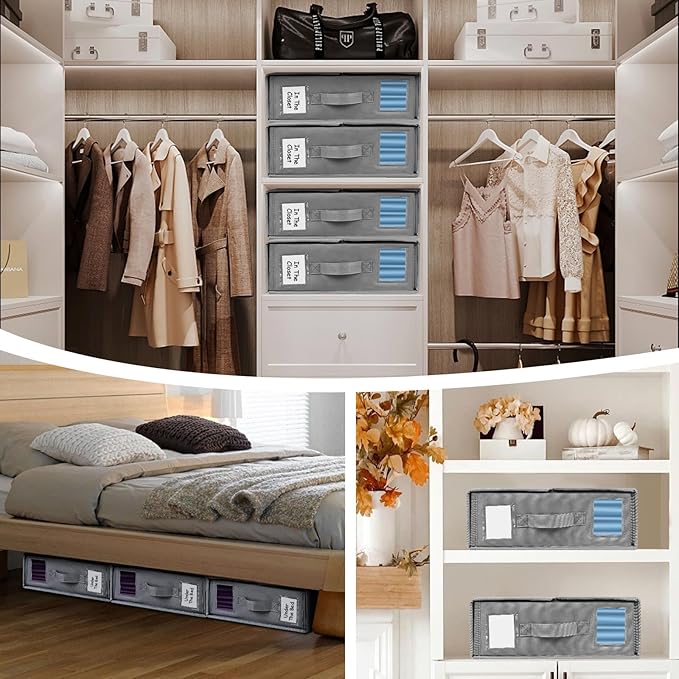 Bed Sheet Organizers and Storage - 4 Pack, Foldable Sheet Cube Storage Container Linen Closet Organizers, Duvet Covers and Pillowcases Storage Box for Bedding Blankets Towels (4 PCS)