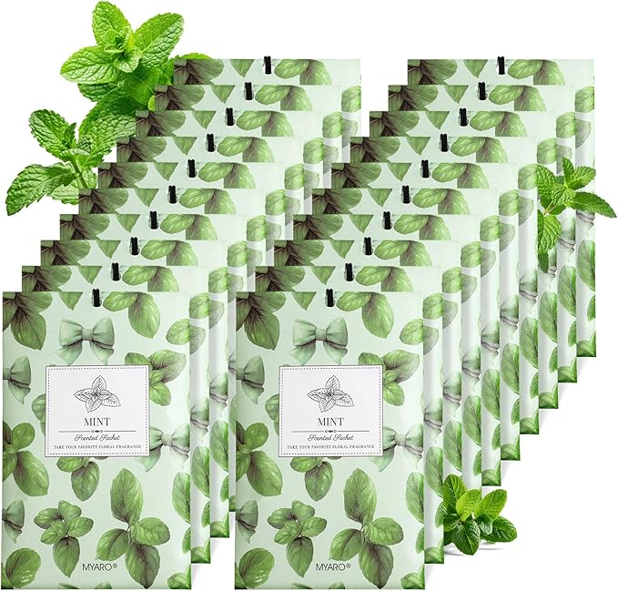 MYARO 20 Packs Peppermint Scent Sachet Air Freshener for Home Car Closet Drawer Shoe Odor Eliminator Long Lasting Deodorizer