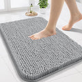 Arotive Bathroom Rugs 24x16, Extra Soft Absorbent Shaggy Chenille Bath Rugs, Machine Washable Rubber Backing Non-Slip Bath Mats for Bathroom Floor Tub and Shower, Home Decor Accessories, Light Grey