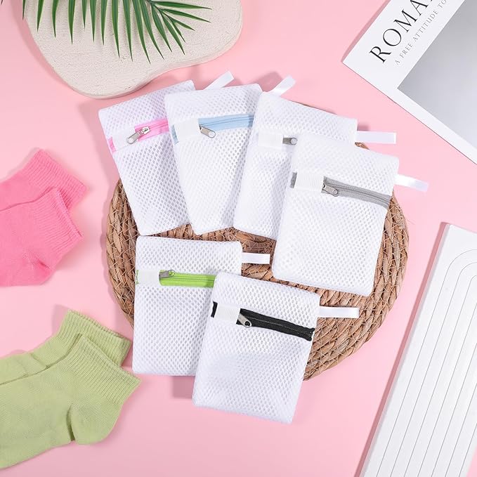 6 Pcs Small Mesh Laundry Bag Lingerie Bags for Washing Delicates for Delicates Washing Machine Underwear Washings Bag Small Foldable Wash Bags for Home Travel White 5.5 x4.3inch