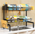 2 Tiers 4 Baskets (one More Than Others) Over The Sink Dish Drying Rack,fits All Sinks (from 24.8" to 35.4"),2-Tier Adjustable Sink Rack,Dishes Rack Kitchen Storage Organizer Space Saving