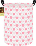 HUNRUNG Laundry Hamper,Large Canvas Fabric Lightweight Storage Basket Toy Organizer Dirty Clothes Collapsible Waterproof for College Dorms（Round-Heart）