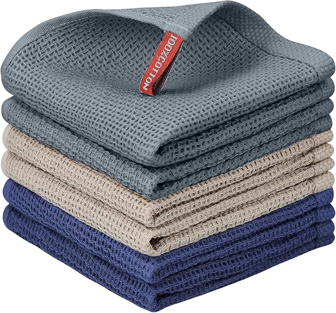 Nialnant 6 Pack Dish Cloths,100% Cotton Dish Towels for Drying Dishes,Quick Drying Kitchen Towels,Dish Rags