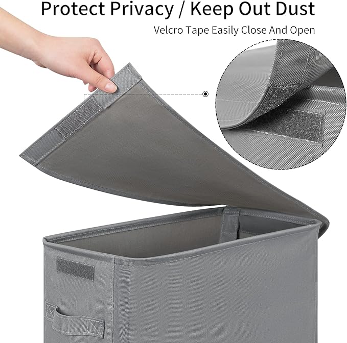 Chrislley 65L Slim Laundry Hamper with Lid Narrow Rolling Laundry Basket with Wheels Upgrade Foldable Dirty Clothes Hamper Portable Skinny Hamper Storage Bins (27.56 inches, Grey)