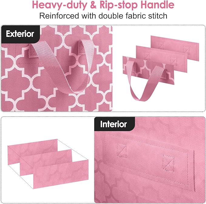 WISELIFE Storage Bags 6 Pack/100L Large Blanket Clothes Organization and Storage Containers for Comforters,Bedding, Foldable Organizer with Reinforced Handle, Clear Window, Sturdy Zippers,Pink