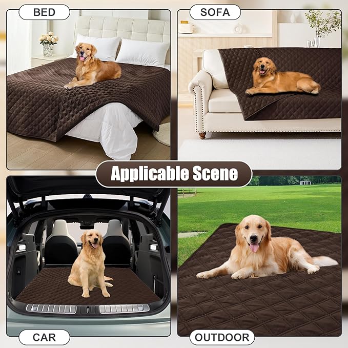 Smiry Waterproof Dog Bed Cover Pet Blanket, Soft Washable Dog Blanket for Furniture Bed Couch Sofa Reversible, Checkered (40"x80", Chocolate/Chocolate)