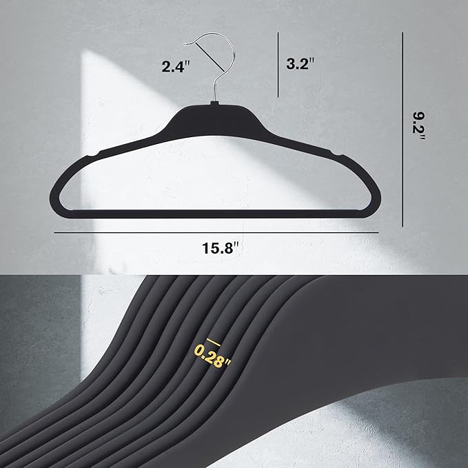 ELONG HOME Rubber Coated Hangers 20 Pack, Non-Slip Clothes Hangers with Rustproof Hooks, Space Saving Thin Design for Closet/Retail/Home