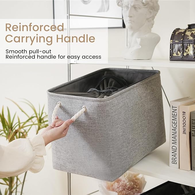 Large Storage Baskets- 16x12x12 inch Storage Bins for Shelves and Closet Organizing, Foldable Fabric Bin for Home Organization Clothes and Laundry (1-Pack, Gray)