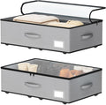 EE-RoomWorld Under Bed Storage with Wheels, No Assemble Required 7.5 inches height Under Bed Storage bins,Large capacity Rolling Underbed Shoe Storage containers，dorm underbed storage drawers