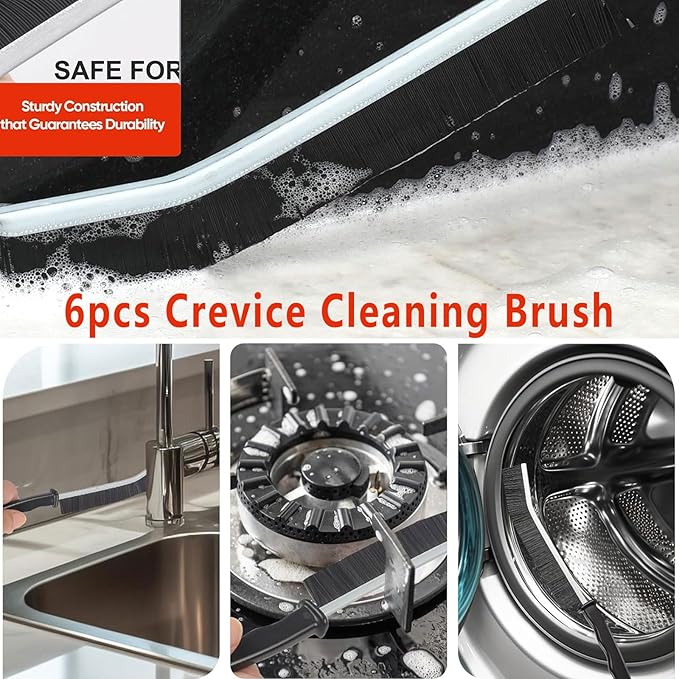 12Pcs Crevice Cleaning Brush Set,Hard Bristle Cleaning Supplies for Kitchen, Bathroom, Corner, Grout, Sink, Cup, Teapot, Bottle, Blender
