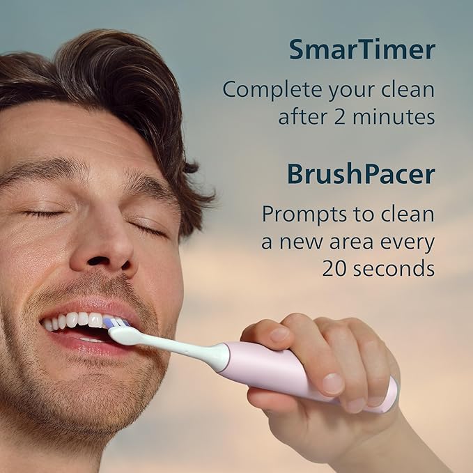 Philips Sonicare 6700 Series Electric Toothbrush - Next-Generation Sonicare Technology, Pressure Sensor, 9 Brushing Settings, SmarTimer, 21-Day Runtime, Travel Case, Light Pink, HX7412/04