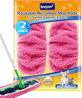 Reusable Microfiber Mop Pads for Swiffer - 2 Pack Pink XL Dry Sweeping Cloths & XL Wet Pads Refills - Heavy Duty Mopping Cloths for Floor Mopping and Sweeping