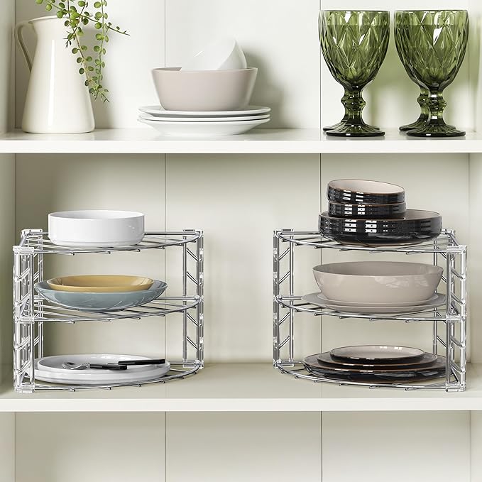 Deco Brothers 3-Tier Counter and Cabinet Corner Shelf Organizer, Chrome