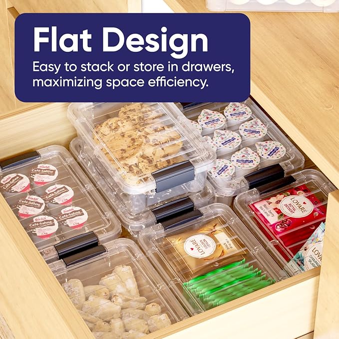 Superio Mini Storage Container Plastic Crayon Box Art Supplies and Sewing Case Stackable Clear Small Organizer for Beads, Stationery, Chalk, and Food, 0.7 Quart, 3 Pack