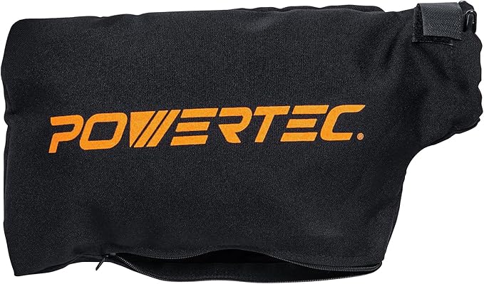POWERTEC Miter Saw Dust Collector Bag for 10", 12" Miter Saw, Fits Nominal 2-1/2" Dust Ports, Hook and Loop Dust Bag w/Zipper and Wired Adjustable Stand for Belt Sander (75075)