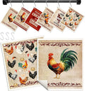 Kitchen Swedish Dishcloths with Hooks - 6 Pack Reusable Dish Cloths for Washing Dishes Fast Drying Cute Fun Swedish Dish Towels Washable Cleaning Sponge, Red Chicken