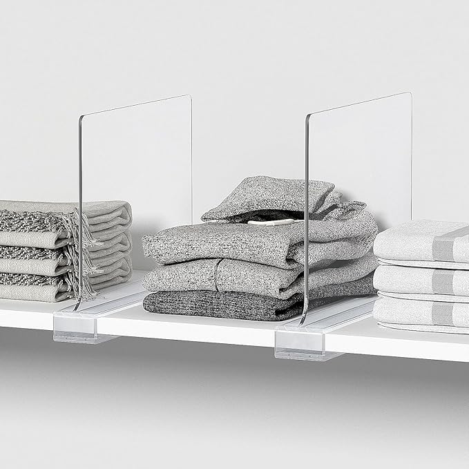 Aolloa 16 PCS Shelf Dividers for Closet Organization Acrylic Clear Closet Shelf Divider for Wooden Shelving Suitable for Wooden or Vertical Shelves Or Bedroom, Kitchen and Office