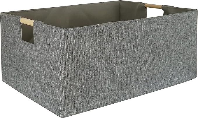 Storage Bin for Shelves Rectangle Closet Baskets Foldable Box with Handles Gray Shelf Baskets Toy Boxes for Home Office Car Dormroom