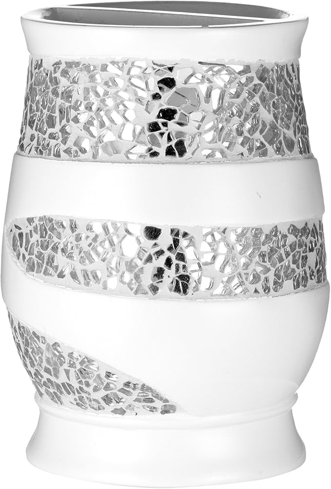 Zahari Home Sinatra Bath Tooth Brush Holder Modern Tooth Brush and Toothpaste Holder, White