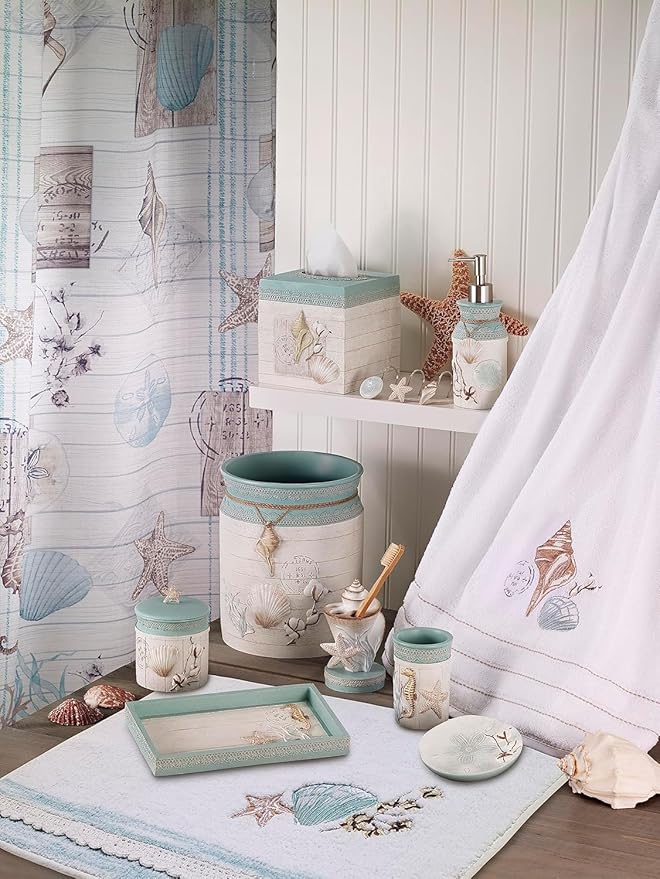 Avanti Linens - Toothbrush Holder, Countertop Essentials, Farmhouse Chic Bathroom Decor (Farmhouse Shell Collection)