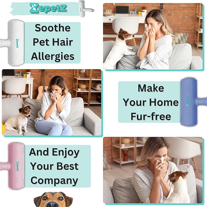 Pet Hair Remover Roller – Reusable Self-Cleaning Fur Removal Tool for Dogs & Cats – Ergonomic & Eco-Friendly Lint Roller for Couch, Carpet, Bed, Car Seat & More (Pink)