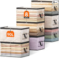 Lifewit 90L Large Clear Clothes Storage Bags, 8 Pack Plastic Comfort Blanket Storage, Vinyl Foldable Moving Bags with Zipper and Reinforced Handles, Closet Organizers Containers for Bedding, Duvet