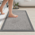YDKGL Non Slip Bath Mat Bathroom Rugs, Soft Jute-Like Ultra Thin Bath Mats, Rubber Backing Super Absorbent Quick Dry Bath Rug Shower Mat Fit Under Door Bathroom Floor, Machine Washable, Gray 24" x 36"