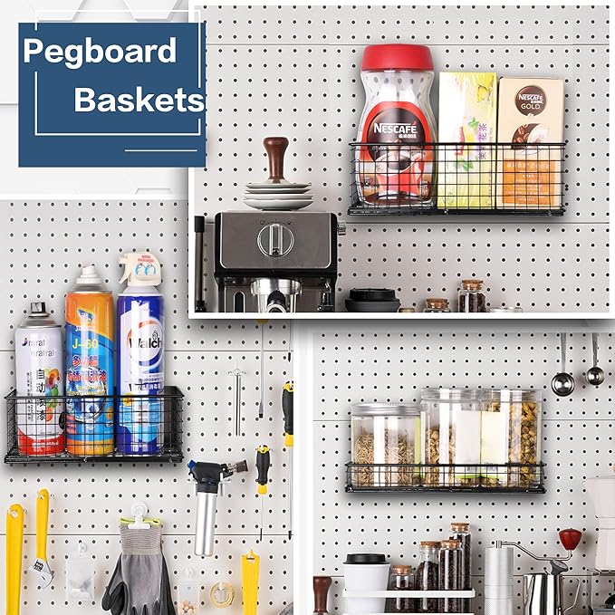 Magnetic Basket Fridge Large Magnetic Pen Holder Whiteboard Metal Wire Basket Storage Item Organizer (Large Black)