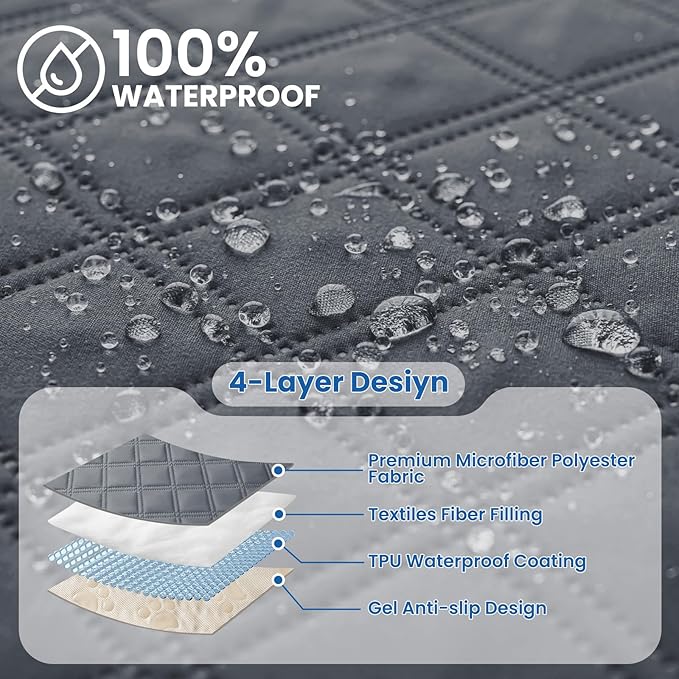Waterproof Dog Bed Cover Pet Blanket, Soft Couch Cover for Dogs Washable, Non-Slip Dog Blanket Protect Furniture Couch Sofa Car for Puppy Large Dogs Cat (52x82 Inch, Dark Grey)