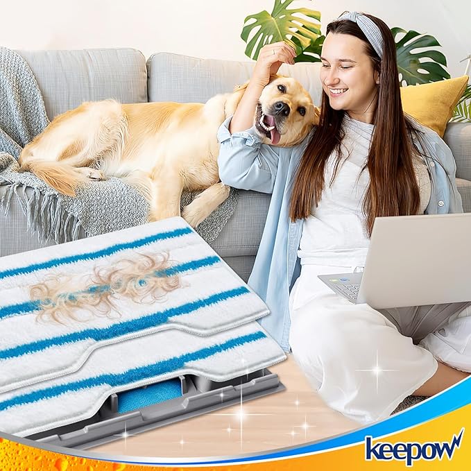 KEEPOW Reusable Mop Replacement Pads, Mop Pads Refills Compatible with Shark Vac Mop VM252 VM200 VC205 VM250 /QM250 VM190 VM200P12, Hardwood Floor Mop Pad with Upgraded Dirt Chamber (1+2+3 Pads)