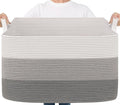 Goodpick 85L Large Woven Basket 23.6" x 15.7" x 13.8" Cotton Rope Storage Baskets for Organizing, Decorative Blanket Basket for Living Room Bedroom, Toy Baskets Storage Kids, Gray