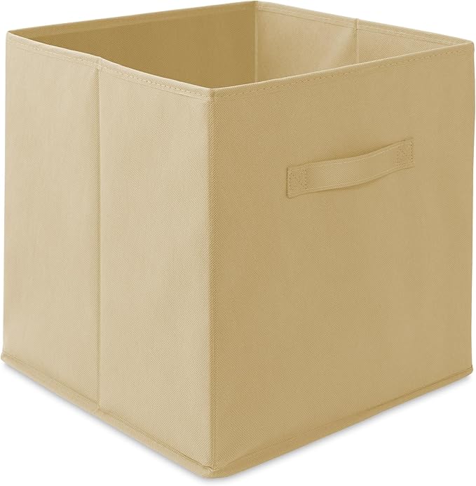 Casafield Set of 6 Collapsible Fabric Cube Storage Bins, Sandy Beige - 13" Foldable Cloth Baskets for Shelves, Cubby Organizers & More