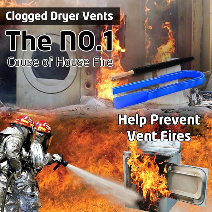 2 Pieces Dryer Vent Cleaner Kit Compatible with Most Vacuum Cleaner, Dryer Lint Brush and Vacuum Hose Attachment, Quickly Lint Remover, Deep Blue