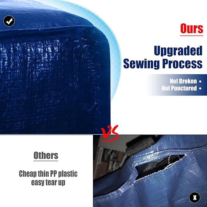 Cosy Family 4 Pack Heavy Duty Extra Large Moving Bags with Backpack Straps - Strong Handles & Zippers, Storage Totes For Space Saving, Fold Flat, Alternative to Moving Box (X-Large-Set of 4, Blue)