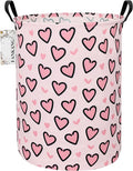 FANKANG Storage Basket, Nursery Hamper Canvas Laundry Basket Foldable with Waterproof PE Coating Large Storage Baskets for Kids Boys and Girls, Office, Bedroom, Clothes,Toys(Pink Love)