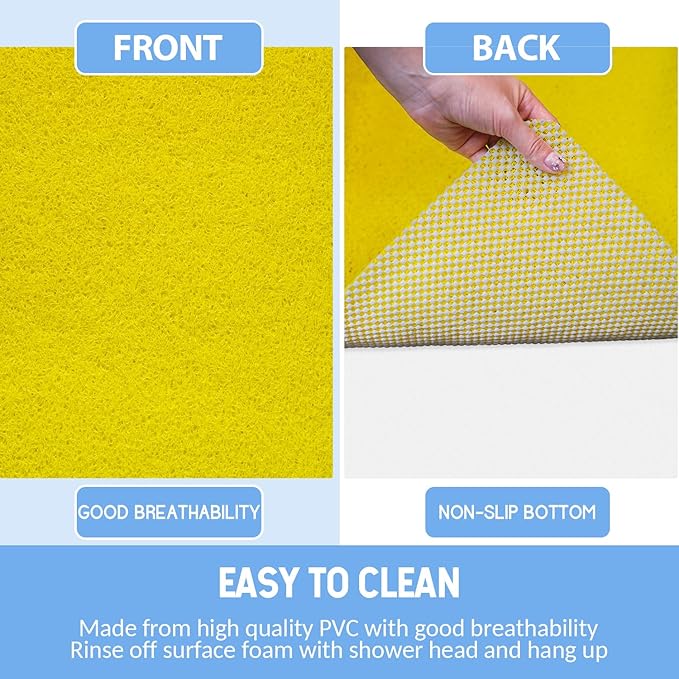 Hargiis Non-Slip Bathtub Mat, Anti Slip Shower Mat, Fast Drying Bathtub Mats, Foot Scrubber Mat, Anti Slip Mat for Tub, Floor, Bathroom, Kitchen, Home, Hotel (Yellow 24"×16")