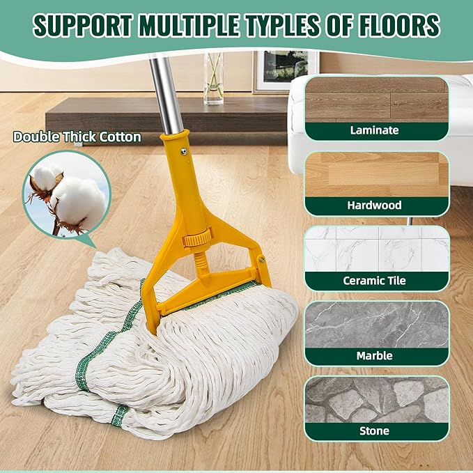 20oz Heavy Mop Replace Head, 6 Pack Commerical Replacement Mop，mop Head Replacement，Reusable Mop Head Refills-Replacement Mop Heads Suitable for Heavy Commercial Industrial Residential Areas