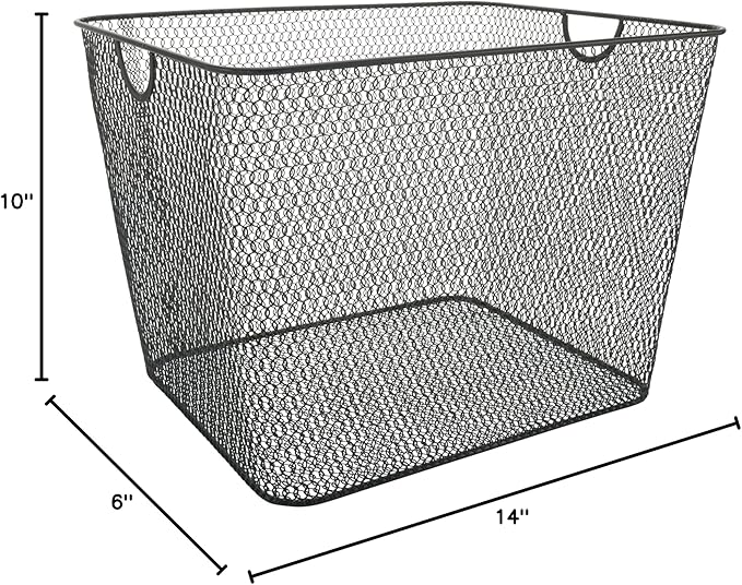 YBM Home Wire Mesh Kitchen Storage Basket Organizer for Organizing Household Pantry and Kitchen Cabinets - Multipurpose Wire Storage Baskets for Home, Dorm Room, Garage, Black