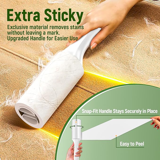 Beitophome Lint Roller Refills Only, 600 Sheets Lint Rollers with Tough Paper, Ideal for Dog and Cat Hair Removal, Lint Rollers Mega Value Set for Clothes, Carpet & Dust Cleaning