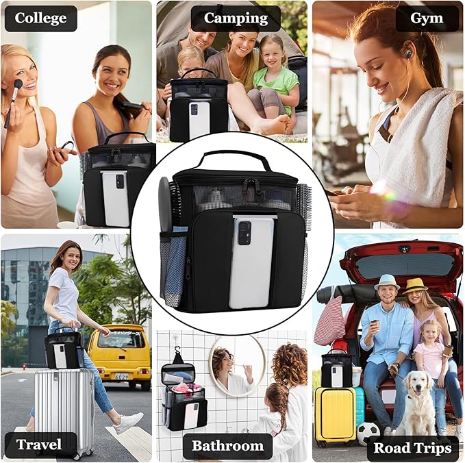 Mesh Shower Caddy,Portable HangingTravel Toiletry Bag Dorm Room Essentials for College Students Girls,Large Makeup Organizer for Full-Sized Toiletries,Travel Essentials for Women Girls Camping Beach