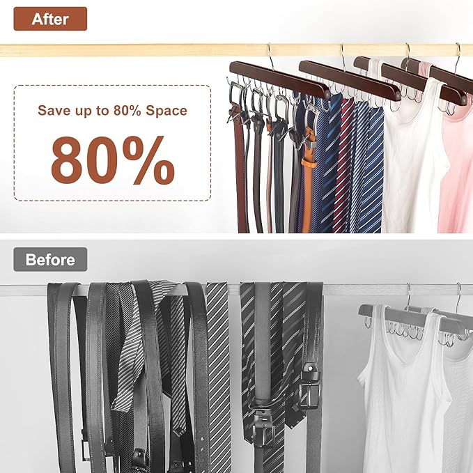 Belt Hanger Belt Organizer for Closet (Mahogany, 2 Pack)